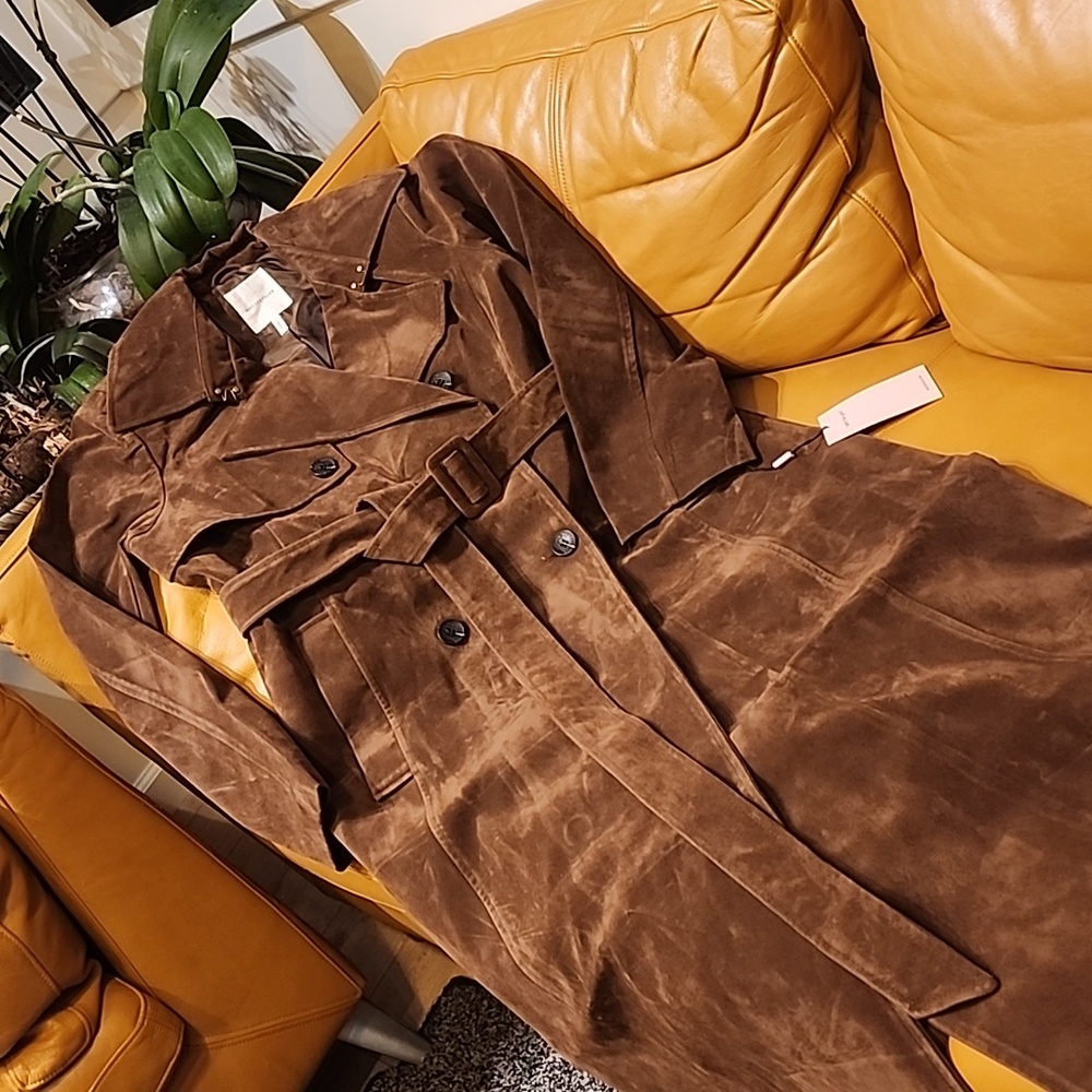 Corrin Faux Suede Trench Coat